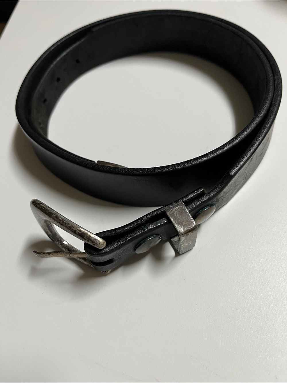 Original Orion Leather Black Leather Men's Belt with Silver Buckle size L